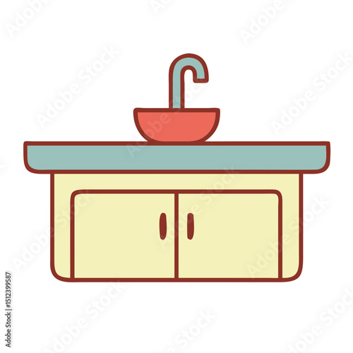 Stylish kitchen sink with countertop and cabinet
