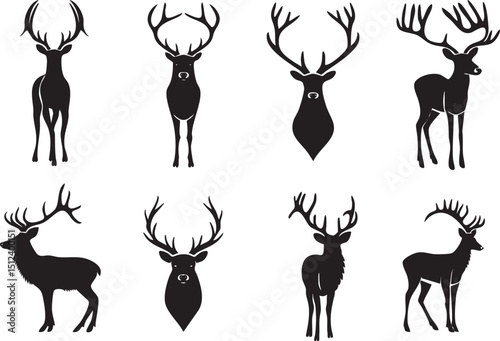 Vector Deer Silhouette Pack: Wildlife Illustration Set