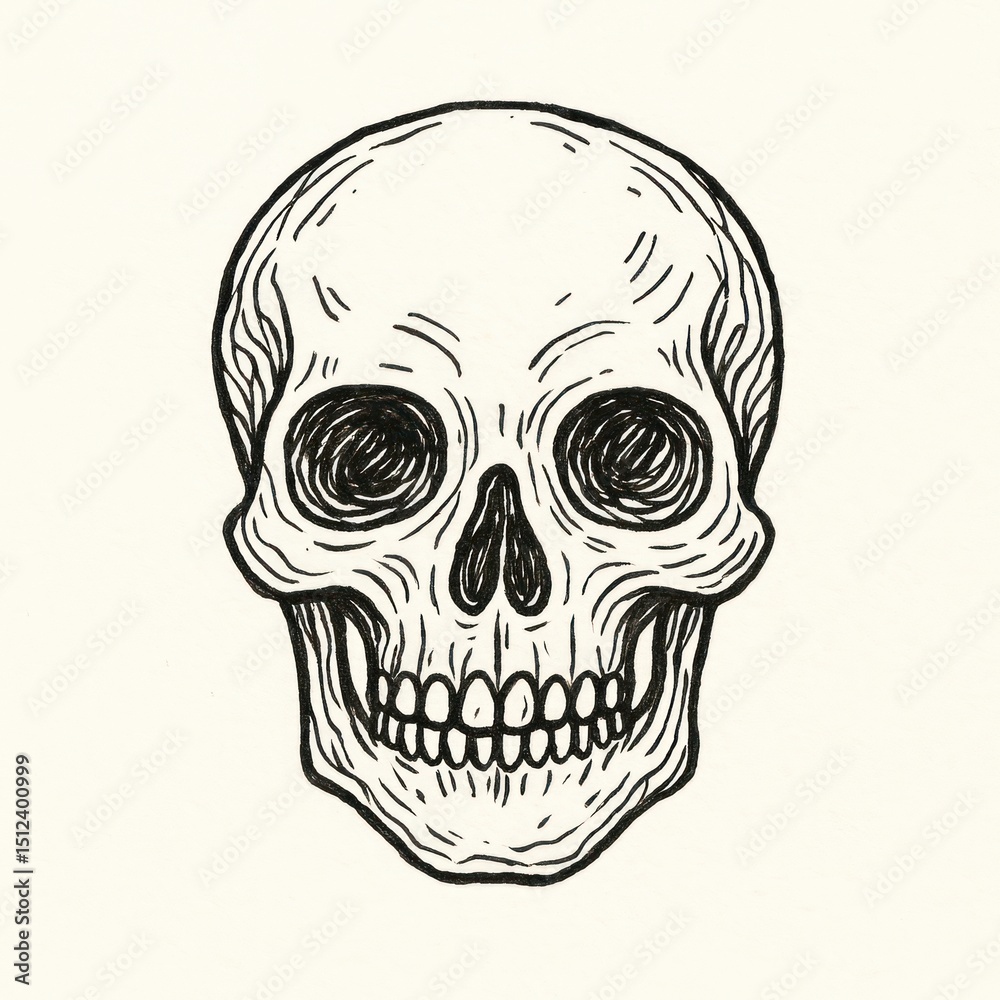 Obraz premium Intricate black skull illustration.