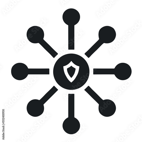 Network shield vector icon on transparent background  representing security and protection concept
