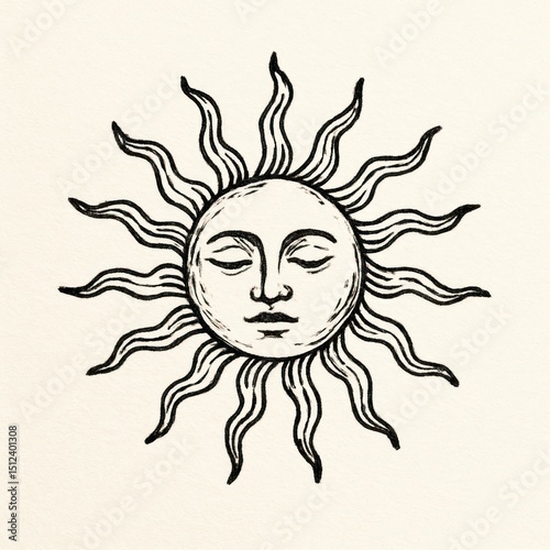 Wallpaper Mural Vintage sun face illustration Torontodigital.ca