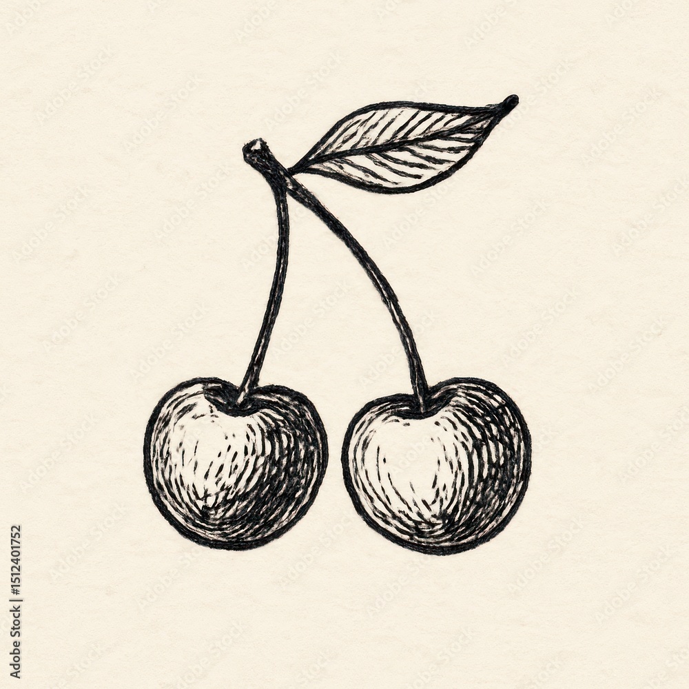 custom made wallpaper toronto digitalVintage cherry ink illustration