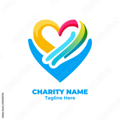 Charity support vector for donation campaign logo, nonprofit outreach illustration, emotional love symbol, humanitarian help design, volunteer kindness for community