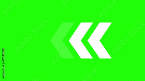 Arrows Animation In White  Color Isolated Green   Background. the Left