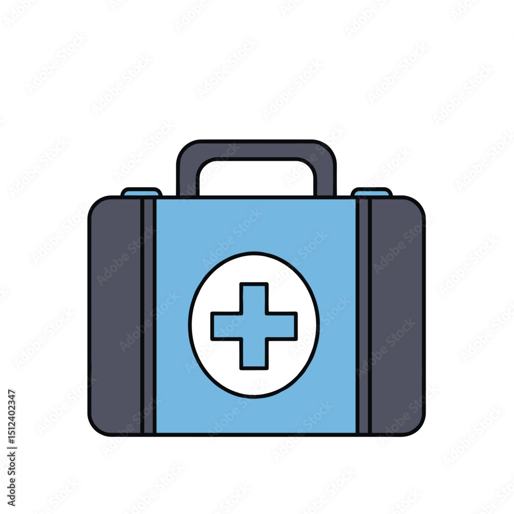 Obraz premium First Aid Kit Flat Icon for Emergency and Health Services