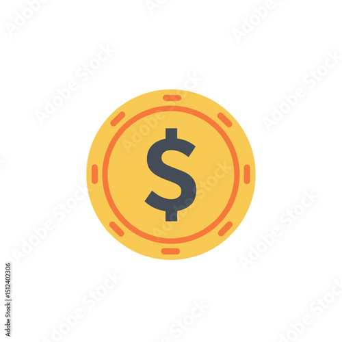 Dollar Coin Flat Icon for Finance and Money Management Apps