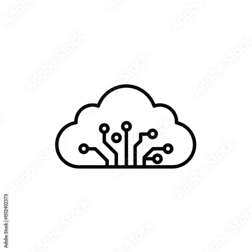 Cloud Computing Outline Icon for Digital Storage and Technology Services