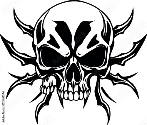 Danger Skull tattoo silhouette vector illustration, The skeleton of a stake. Clipart vector illustration for Vinyl cutting and printing: a dead pirate with bones. and the best design for t-shirts.