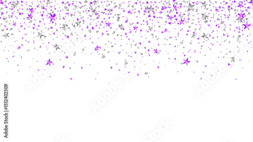 Shiny silver and purple confetti for greeting card, banner holiday, surprise, anniversary and congratulation
