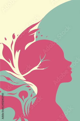 Woman, Girl, Head, View, Leaves, Flowers, Sun, Sky, Colorful, Nature, Thoughts, Alone, Artwork, Vector