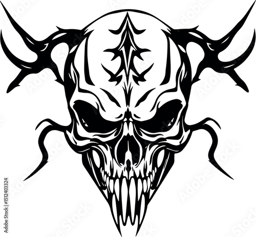 Danger Skull tattoo silhouette vector illustration, The skeleton of a stake. Clipart vector illustration for Vinyl cutting and printing: a dead pirate with bones. and the best design for t-shirts.