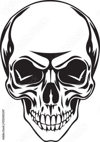 Danger Skull tattoo silhouette vector illustration, The skeleton of a stake. Clipart vector illustration for Vinyl cutting and printing: a dead pirate with bones. and the best design for t-shirts.