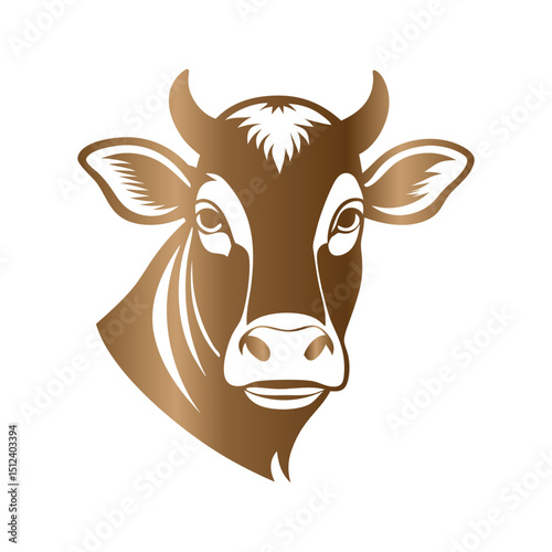 Light brown cow face vector icon in stylized design — ideal for dairy farm, organic milk, or butcher branding