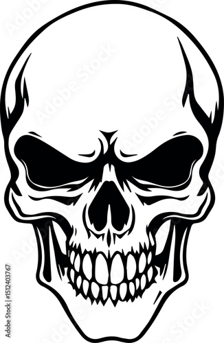 Danger Skull tattoo silhouette vector illustration, The skeleton of a stake. Clipart vector illustration for Vinyl cutting and printing: a dead pirate with bones. and the best design for t-shirts.