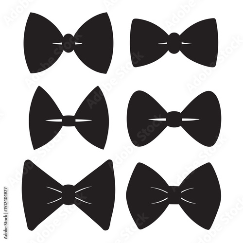 Set of cute bow tie silhouette vector illustration on white background.