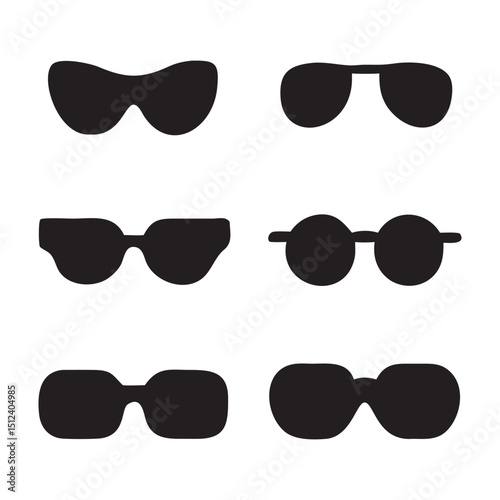 Set of cute sunglasses icon vector illustration on white background. 
