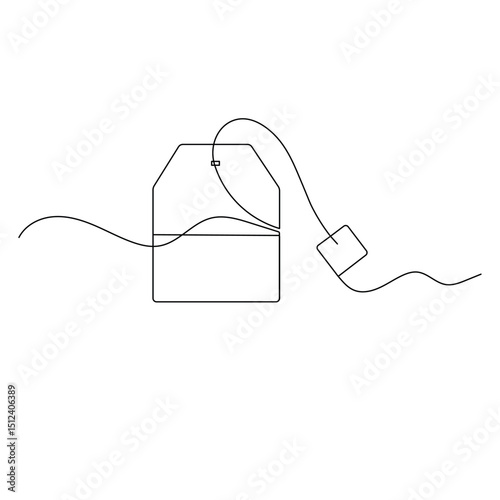 Tea bag continuous one line drawing outline vector icon 