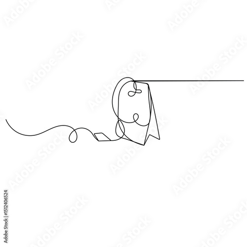 Tea bag continuous one line drawing outline vector icon 