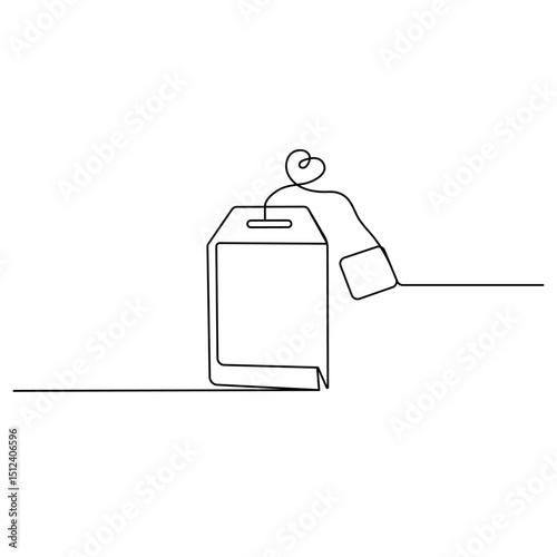 Tea bag continuous one line drawing outline vector icon 