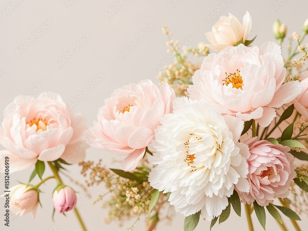 Soft Pastel Peony Flowers, Artistic Floral Background Soft Pastel Peony Flowers, Artistic Floral Background