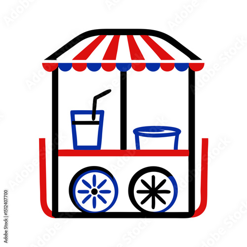 Colorful lemonade stand icon with drinks, summer refreshment concept