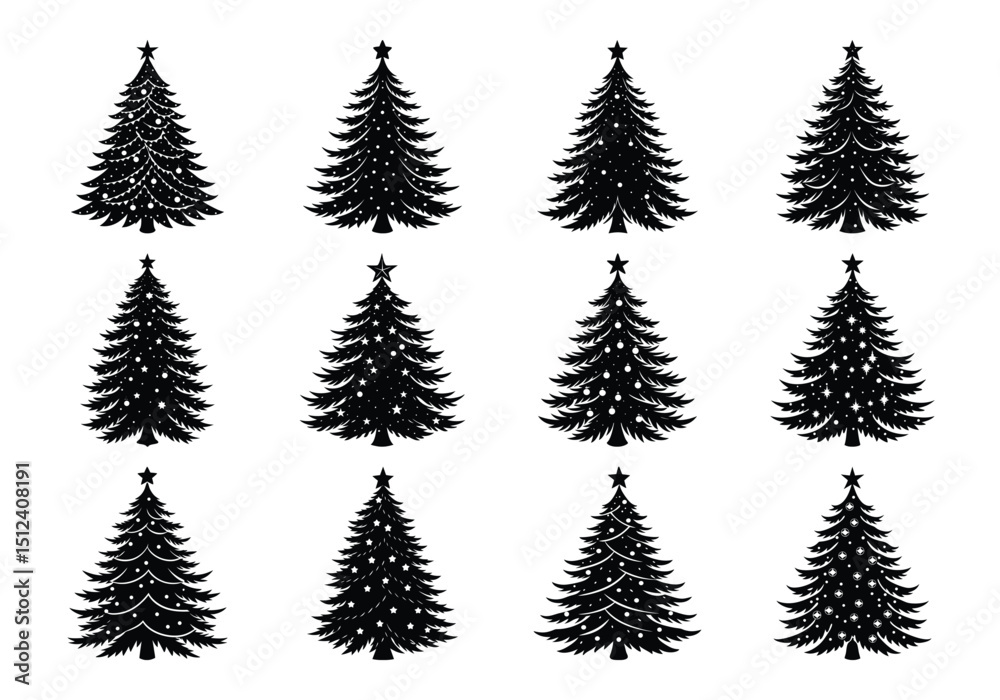 Obraz premium Christmas Trees Pictogram Set