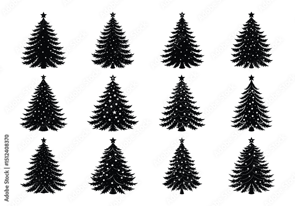 Obraz premium Christmas Trees Pictogram Set