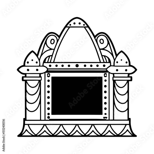 vector illustration of an old house.olorful ornate elaborate decorated temple