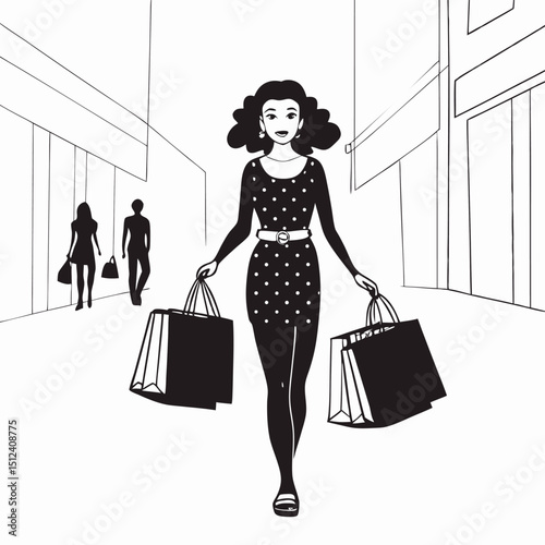 Stylish Woman Enjoying Retail Therapy A Shopping Spree in the City