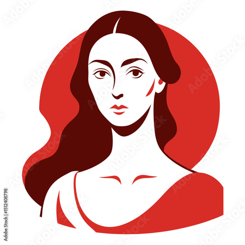 Minimalist canvas scene with young woman in thoughtful reflective artistic motion