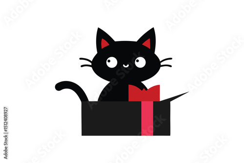 cute cat on a gift box vector illustration