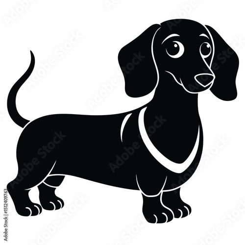 Adorable Dachshund Silhouette A Charming Canine Illustration