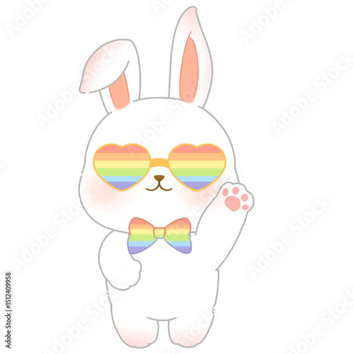Rabbit with rainbow glasses 