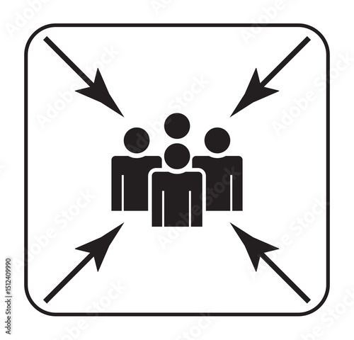 Meeting point icon. . Emergency evacuation assembly point sign, gathering point, symbol, Assembly Area. Assembly Point. meeting area, safety zone, sign. Vector symbols.