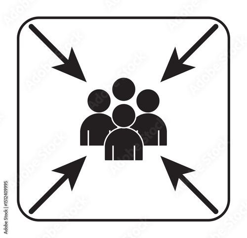 Meeting point icon. . Emergency evacuation assembly point sign, gathering point, symbol, Assembly Area. Assembly Point. meeting area, safety zone, sign. Vector symbols.