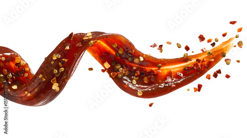 Delicious BBQ Sauce Swirl with Spices on Black Background for Food Blog and Recipe Websites