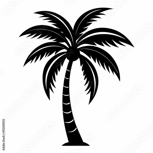 Tropical palm tree silhouette icon