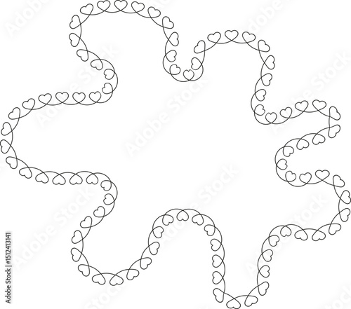 Curved shape with connected heart outlines forming an extension with curvy features.