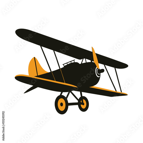 silhouette of a propeller driven vintage biplane