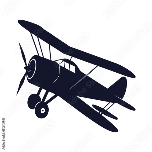 silhouette of a propeller driven vintage biplane
