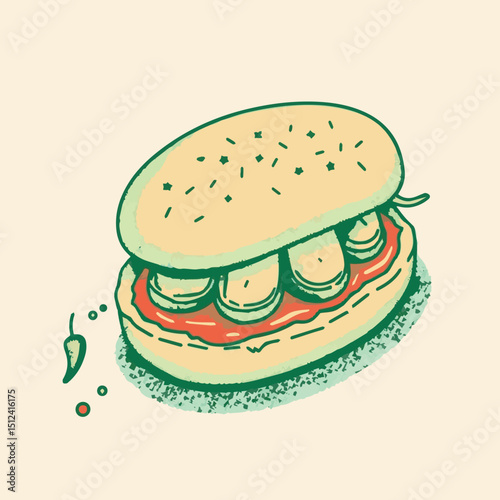 Juicy Burger Bliss: A Delicious Vector Illustration of Classic Cheeseburgers with Grilled Patties, Fresh Toppings & Sesame Buns — Ideal for Menus, Food Posters & Fast Food Branding