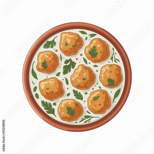Kadhi Pakora in Spiced Yogurt Gravy with Herbs