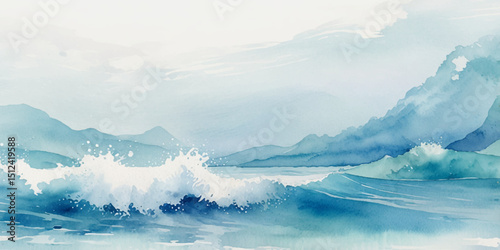 Sea water ocean wave vector background. Blue water ocean sea wave seamless background. Water  ocean wave white and soft blue aqua, teal texture.

