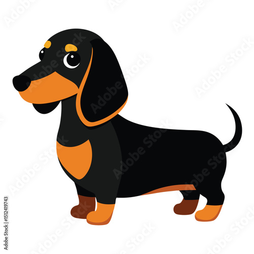 Adorable Dachshund Dog Illustration Cute Puppy Cartoon
