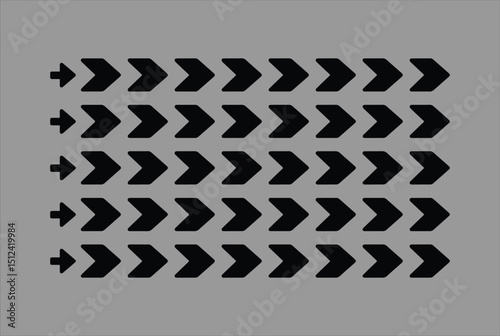 Black Row of Arrows: Repetitive Chevrons for Direction & Progress