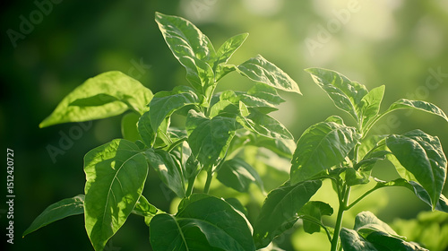 Closeup Of Vibrant Green Leaves Under Sunlight