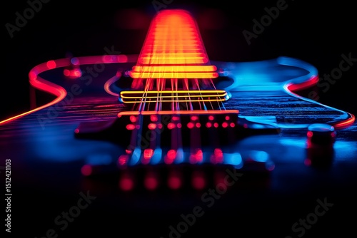 Electric guitar neon light music instrument art