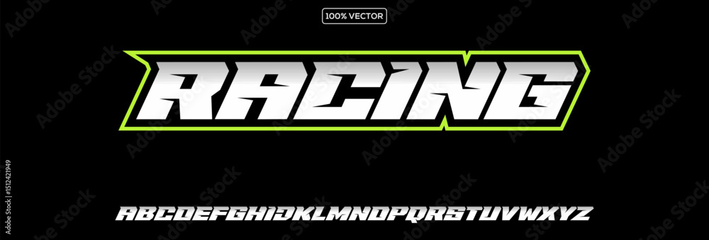 Obraz premium Racing letters set. Metalic race font. Italic bold racing style vector latin alphabet. Fonts for event, promo, logo illustration template