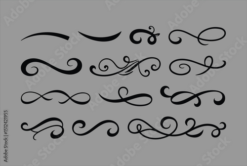 Elegant Vector Swirls and Curls: Decorative Calligraphy Ornaments for Design
