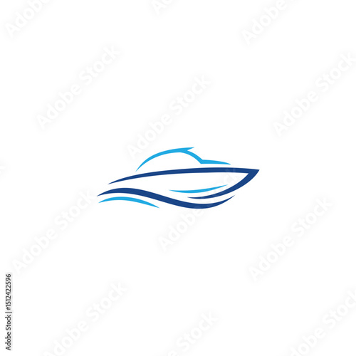 Sleek motorboat crests curving ocean waves